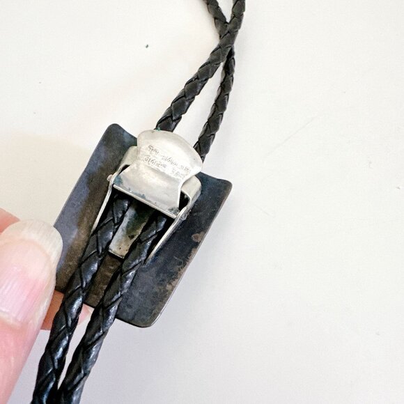 VINTAGE BENNETT BOLO TIE TURQUOISE & CORAL - Picture 10 of 10